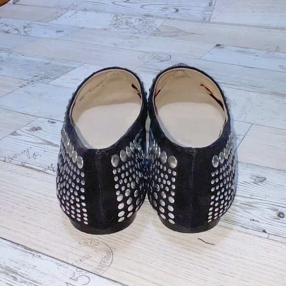 Guilty Soles Stella Black and Silver Studded Flats - Picture 4 of 5